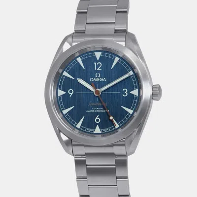 Pre-owned Omega Blue Stainless Steel Seamaster Automatic Men's Wristwatch 40 Mm