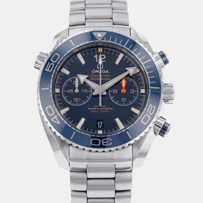 Pre-owned Omega Blue Stainless Steel Seamaster Planet Ocean 215.30.46.51.03.001 Automatic Men's Wristwatch 45.5mm