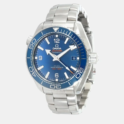 Pre-owned Omega Blue Stainless Steel Seamaster Planet Ocean 232.30.42.21.01.001 Automatic Men's Wristwatch 43.5 Mm