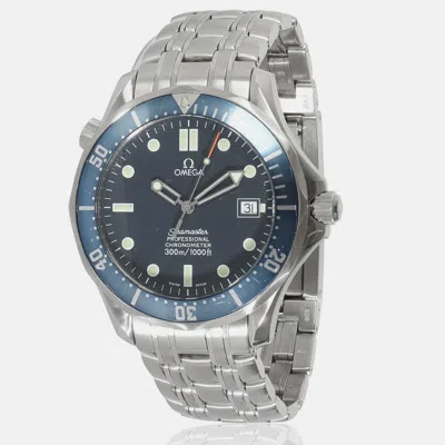 Pre-owned Omega Blue Stainless Steel Seamaster Professional Automatic Men's Wristwatch 41 Mm