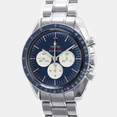 Pre-owned Omega Blue Stainless Steel Speedmaster 522.30.42.30.03.001 Manual Winding Men's Wristwatch 42 Mm