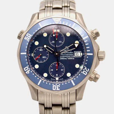 Pre-owned Omega Blue Titanium Seamaster Automatic Men's Wristwatch 42 Mm