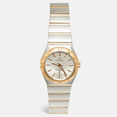 Pre-owned Omega Constellation 123 20 27 60 02 002 Silver Dial 18k Yellow Gold Stainless Steel Women's Wristwatch 27 