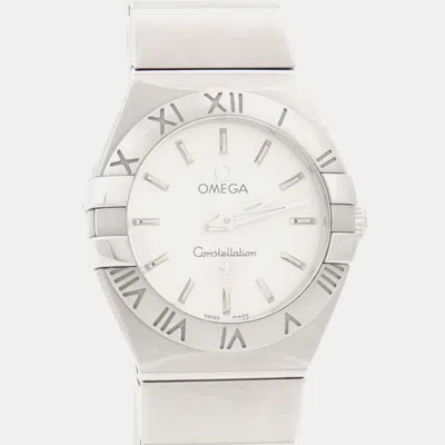 Pre-owned Omega Constellation 123.10.24 Quartz Stainless Steel Women's Wristwatch 24 Mm In Silver