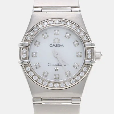 Pre-owned Omega Constellation 123.15.27.60.55.005 White Stainless Steel Quartz Women's Wristwatch 27 Mm