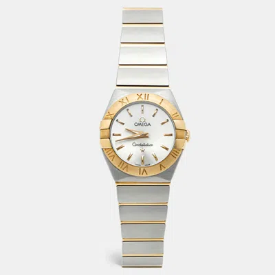 Pre-owned Omega Constellation 123.20.24.60.02.002 Silver Dial 18k Yellow Gold Stainless Steel Women's Wristwatch 24 