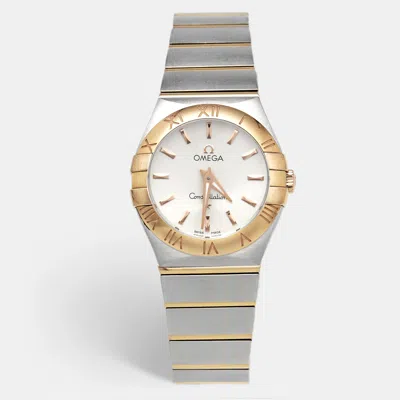 Pre-owned Omega Constellation 123.20.27.60.02.001 Silver Dial 18k Rose Gold Stainless Steel Women's Wristwatch 27 Mm