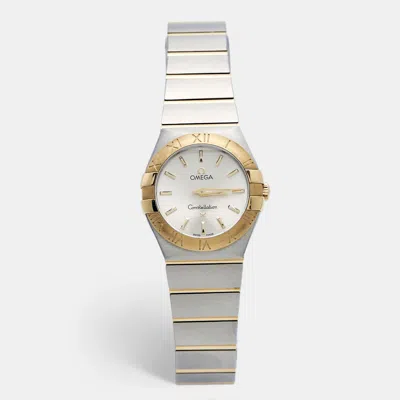 Pre-owned Omega Constellation 123.20.27.60.02.002 Silver Dial 18k Yellow Gold Stainless Steel Women's Wristwatch 27 
