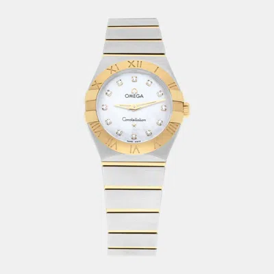 Pre-owned Omega Constellation 123.20.27.60.55.004 Quartz White Stainless Steel Women's Wristwatch 27 Mm
