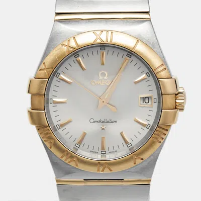 Pre-owned Omega Constellation 123.20.35.60.02.002 Silver Dial 18k Yellow Gold Stainless Steel Unisex Wristwatch 35 M