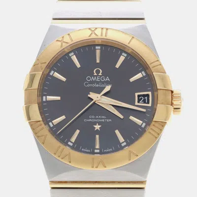 Pre-owned Omega Constellation 123.20.38.21.06.001 Black Yellow Gold Stainless Steel Automatic Men Wristwatch 38mm