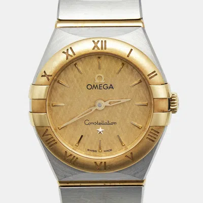 Pre-owned Omega Constellation 131.20.25.60.08.001 Champagne Dial 18k Yellow Gold Stainless Steel Women's Wristwatch 