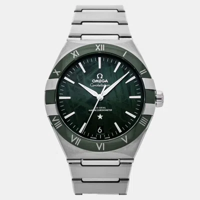 Pre-owned Omega Constellation 131.30.41.21.99.002 Green Stainless Steel Automatic Men's Watches 41mm