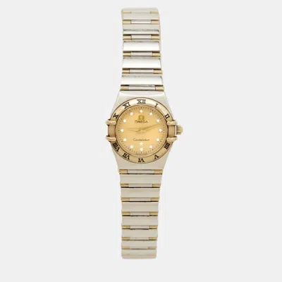 Pre-owned Omega Constellation 1362.15.00 Champagne Dial Diamond 18k Yellow Gold Stainless Steel Women's Wristwatch 2 In Silver