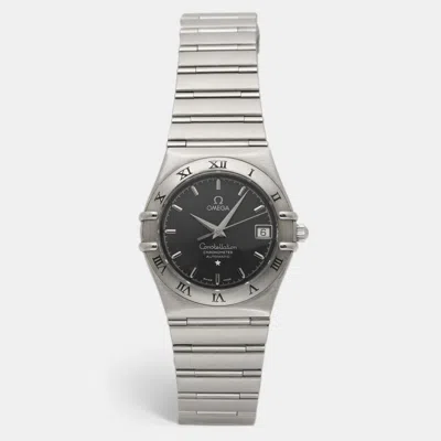 Pre-owned Omega Constellation 1502.40 Black Dial Stainless Steel Men's Wristwatch 36 Mm In Silver