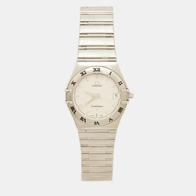 Pre-owned Omega Constellation 1512.30.00 Silver Dial Stainless Steel Women Wristwatch 33.50 Mm