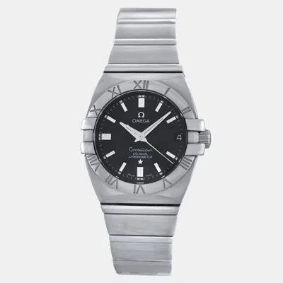 Pre-owned Omega Constellation 1590.51 Automatic Black Stainless Steel Women's Wristwatch 31 Mm