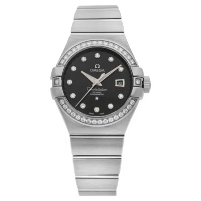 Pre-owned Omega Constellation 18k White Gold Black Dial Ladies Watch 123.55.31.20.51.001