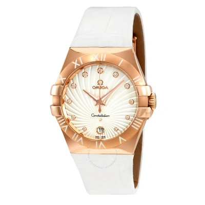 Omega Constellation 18kt Rose Gold Ladies Watch 123.53.35.60.52.001 In White
