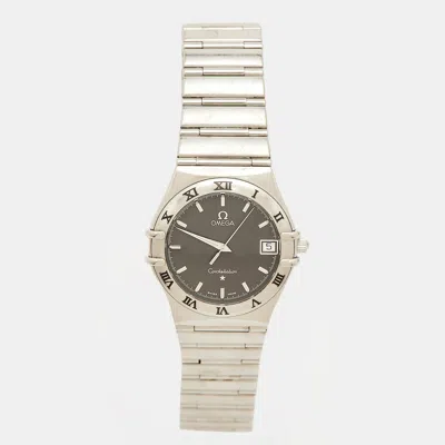 Pre-owned Omega Constellation 396.1201 Grey Dial Stainless Steel Women Wristwatch 33.50 Mm In Silver