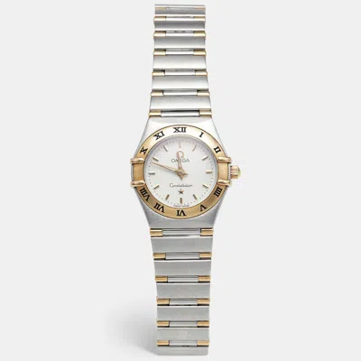 Pre-owned Omega Constellation 795.1203 Silver White Dial 18k Yellow Gold Stainless Steel Women's Wristwatch 22.50 Mm