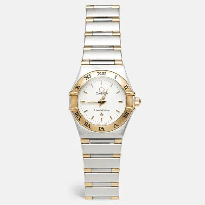 Pre-owned Omega Constellation 795.1203 Silver White Dial 18k Yellow Gold Stainless Steel Women's Wristwatch 22.50 Mm