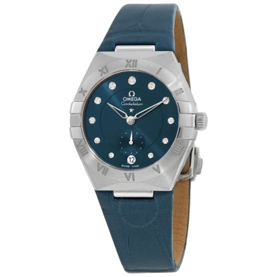 Omega Constellation Automatic Chronometer Diamond Blue Dial Ladies Watch 131.13.34.20.53.001 In Brown