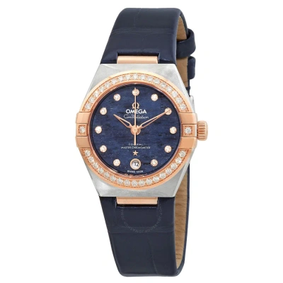 Omega Constellation Automatic Chronometer Diamond Blue Dial Ladies Watch 131.28.29.20.99.003 In Brown
