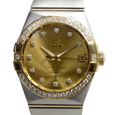 Omega Constellation Automatic Chronometer Diamond Champagne Dial Ladies Watch 123.25.38.21.58.001 In Yellow/gold Tone/beige