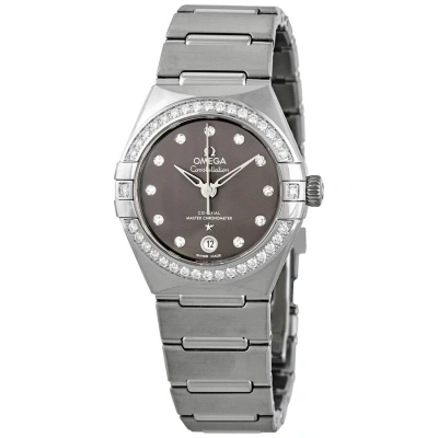 Omega Constellation Automatic Chronometer Diamond Grey Dial Ladies Watch 131.15.29.20.56.001 In Gray