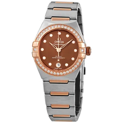 Omega Constellation Automatic Diamond Brown Dial Ladies Watch 131.25.29.20.63.001 In Multi