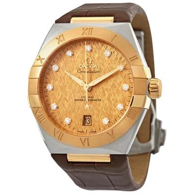 Omega Constellation Automatic Diamond Champagne Dial Men's Watch 13123392058001 In Brown / Champagne / Gold / Yellow
