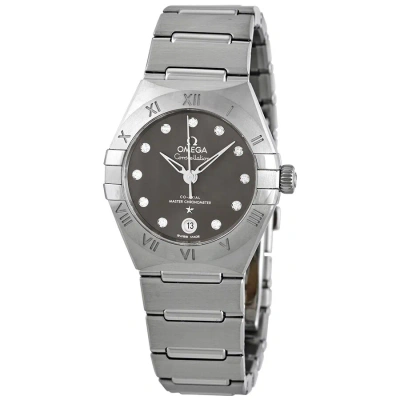 Omega Constellation Automatic Diamond Grey Dial Ladies Watch 131.10.29.20.56.001 In Gray