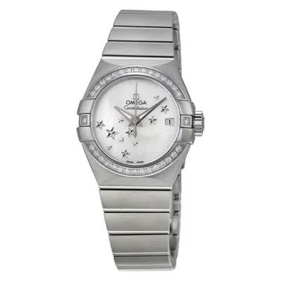 Omega Constellation Automatic Diamond Mother Of Pearl Dial Ladies Watch 123.15.27.20.05.001 In Mother Of Pearl/silver Tone