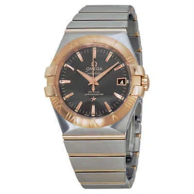 Pre-owned Omega Constellation Automatic Grey Dial Steel And 18kt Rose Gold Men's Watch