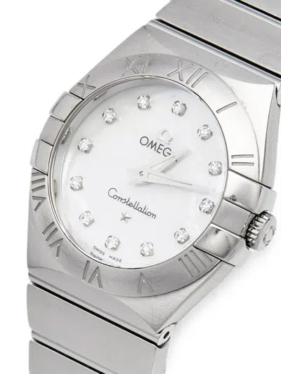 Pre-owned Omega Constellation Diamond 27mm Watch In White