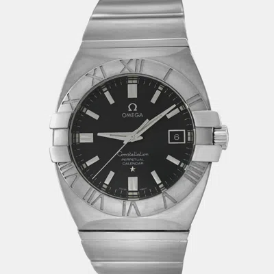 Pre-owned Omega Constellation Double Eagle 1513.51 Quartz Black Dial Stainless Steel Men's Wristwatch 38 Mm