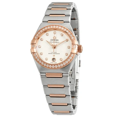 Omega Constellation Manhattan Automatic Chronometer Diamond Silver Dial Ladies Watch 131.25.29.20.52 In Gray