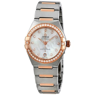 Omega Constellation Manhattan Automatic Diamond Ladies Watch 131.25.29.20.55.001 In Gold