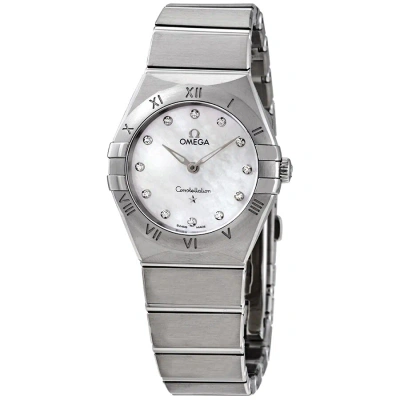 Omega Constellation Manhattan Diamond Mother Of Pearl Dial Ladies Watch 131.10.28.60.55.001 In White