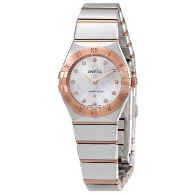 Omega Constellation Manhattan Diamond Mother Of Pearl Dial Ladies Watch 131.20.25.60.55.001 In Gray