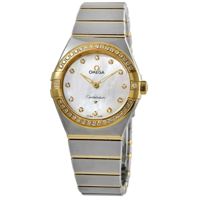Omega Constellation Manhattan Diamond Mother Of Pearl Dial Ladies Watch 131.25.28.60.55.002 In Gold