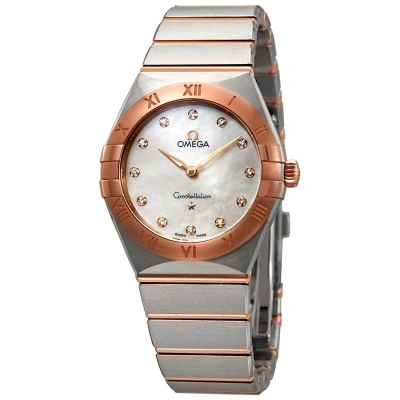 Omega Constellation Manhattan Mother Of Pearl Dial Ladies Watch 131.20.28.60.55.001 In Gold