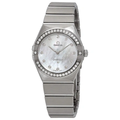 Omega Constellation Manhattan Mother Of Pearl Diamond Dial Ladies Watch 131.15.28.60.55.001 In Metallic
