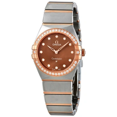 Omega Constellation Manhattan Quartz Diamond Brown Dial Ladies Watch 131.25.28.60.63.001 In Multi