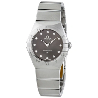 Omega Constellation Manhattan Quartz Diamond Grey Dial Ladies Watch 131.10.28.60.56.001 In Gray