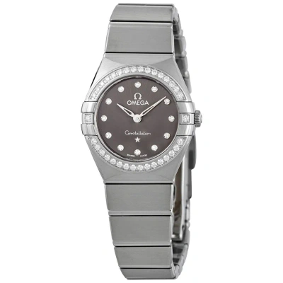 Omega Constellation Manhattan Quartz Diamond Grey Dial Ladies Watch 131.15.25.60.56.001 In Gray