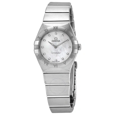 Omega Constellation Manhattan Quartz Diamond White Mother Of Pearl Dial Watch 131.10.25.60.55.001 In Metallic