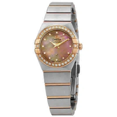 Pre-owned Omega Constellation Natural Gold Mop Diamond Dial Ladies Watch 12325246057002