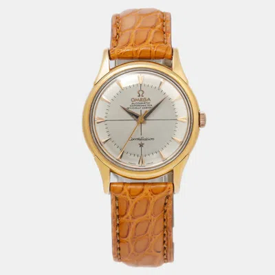 Pre-owned Omega Constellation Pie Pan Automatic 18k Yellow Gold Silver Men's Wristwatch 34mm